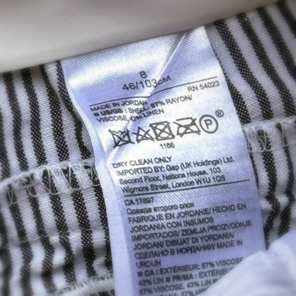 Banana Republic Logan Cropped Pants Size 8 Black White Stripe Linen Blend Ankle - Picture 12 of 12